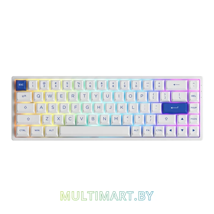 Клавиатура Akko 3068B Plus White & Blue (Akko CS Jelly Pink)